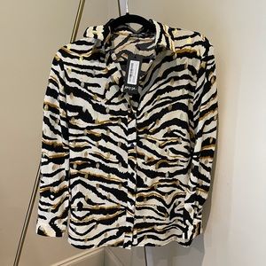 Nasty Gal Zebra Foil Print Oversized Shirt